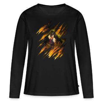 Horse Smith Horseshoe Outils de cavalier - T-shirt manches longues Premium bio Femme - noir - Devant - Julia (174cm)
