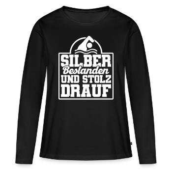 Silber Schwimmer Prüfung Silber Schwimmabzeichen - Frauen Premium Bio Langarmshirt - Schwarz - Vorne - Julia (174cm)