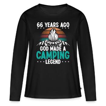 66 Year Old Camping Legend Scout 66Birthday Camper - Frauen Premium Bio Langarmshirt - Schwarz - Vorne - Julia (174cm)