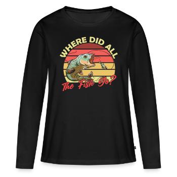 Wo Sind Die Ganzen Fische Hin? Fischen Fischer - Frauen Premium Bio Langarmshirt - Schwarz - Vorne - Julia (174cm)