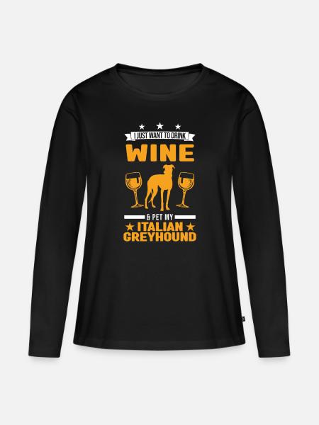 Italienischer Windhund und Wein - Frauen Premium Bio Langarmshirt - Schwarz