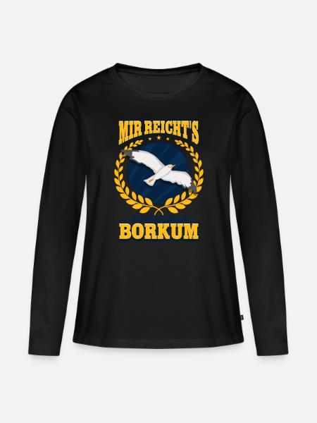 Borkum - Frauen Premium Bio Langarmshirt - Schwarz