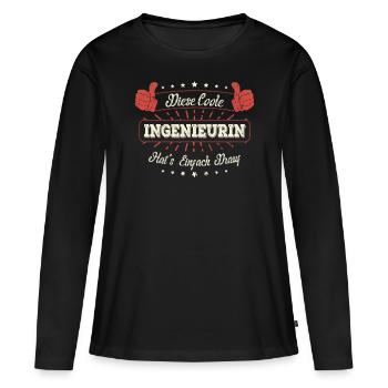 Diese Coole Ingenieurin Geschenk Kollegen Spruch - Frauen Premium Bio Langarmshirt - Schwarz - Vorne - Julia (174cm)