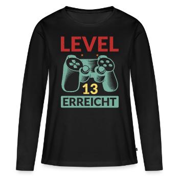 Level 13 Erreicht Gamer - Frauen Premium Bio Langarmshirt - Schwarz - Vorne - Julia (174cm)
