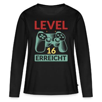 Level 16 Erreicht Gamer - Frauen Premium Bio Langarmshirt - Schwarz - Vorne - Julia (174cm)