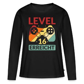 Level 16 Erreicht Gamer - Frauen Premium Bio Langarmshirt - Schwarz - Vorne - Julia (174cm)