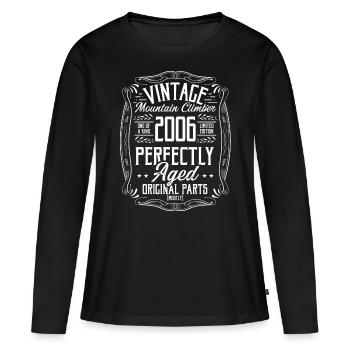 2006 Hiking Mountains Retro Hiker Born in 2006 - Frauen Premium Bio Langarmshirt - Schwarz - Vorne - Julia (174cm)