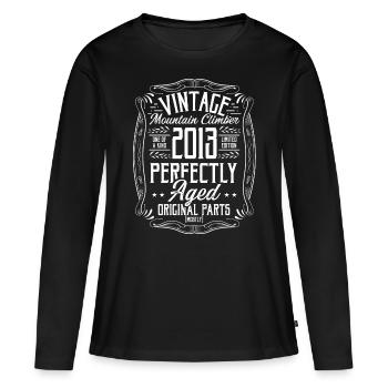 2013 Hiking Mountains Retro Hiker Born in 2013 - Frauen Premium Bio Langarmshirt - Schwarz - Vorne - Julia (174cm)