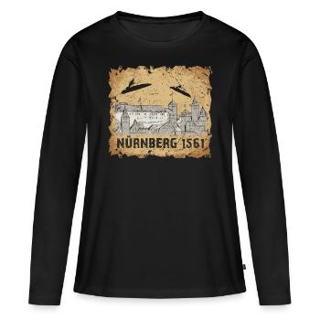 Nuremberg Skyline City Tour Nuremberg Skyline - T-shirt manches longues Premium bio Femme - noir - Devant - Julia (174cm)