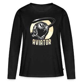 Pilote De petit avion Avion léger Pilote Jet - T-shirt manches longues Premium bio Femme - noir - Devant - Julia (174cm)