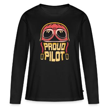 Fier pilote avion léger petit avion jet - T-shirt manches longues Premium bio Femme - noir - Devant - Julia (174cm)