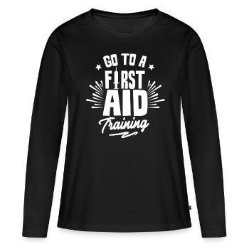 Visitez un enseignant formateur de cours de secourisme - T-shirt manches longues Premium bio Femme - noir - Devant - Julia (174cm)