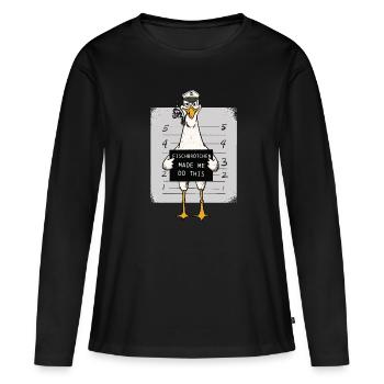 Fischbrötchen Möwe Norddeutsch - Frauen Premium Bio Langarmshirt - Schwarz - Vorne - Julia (174cm)