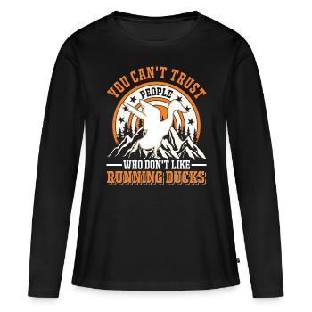 Indian Running Gift Running Duck - Women's Premium Organic Long Sleeve Shirt - black - Front - Julia (174cm)