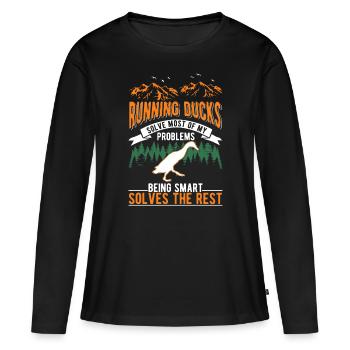 Indian Running Gift Running Duck - Women's Premium Organic Long Sleeve Shirt - black - Front - Julia (174cm)