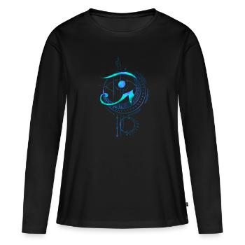 Œil de Ra Géométrie Sacrée Cosmique Spirituel - T-shirt manches longues Premium bio Femme - noir - Devant - Julia (174cm)