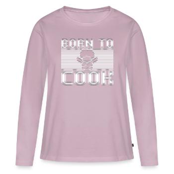 Cuire - T-shirt manches longues Premium bio Femme - rose poudré - Devant - Julia (174cm)