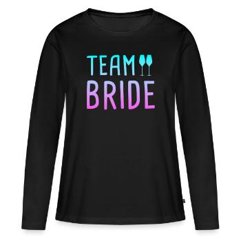 mariée de l’équipe - T-shirt manches longues Premium bio Femme - noir - Devant - Julia (174cm)