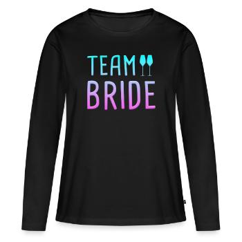 mariée de l’équipe - T-shirt manches longues Premium bio Femme - noir - Devant - Julia (174cm)