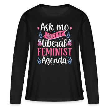Agenda féministe libéral Féminisme féministe - T-shirt manches longues Premium bio Femme - noir - Devant - Julia (174cm)