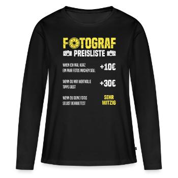 Fotograf Preisliste Fotografen Kamera Fotograf - Frauen Premium Bio Langarmshirt - Schwarz - Vorne - Julia (174cm)