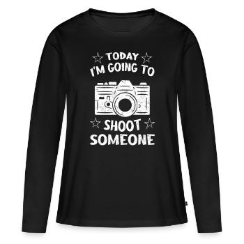 Photographe Aujourd’hui, je vais photographier quelqu’un, - T-shirt manches longues Premium bio Femme - noir - Devant - Julia (174cm)