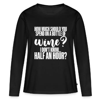 Combien devriez-vous dépenser pour une bouteille de vin? - T-shirt manches longues Premium bio Femme - noir - Devant - Julia (174cm)