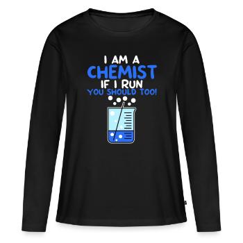 Je suis chimiste, si je cours, vous devriez aussi! 4 - T-shirt manches longues Premium bio Femme - noir - Devant - Julia (174cm)