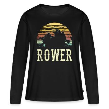 Aviron Aviron Aviron Bateau Aviron - T-shirt manches longues Premium bio Femme - noir - Devant - Julia (174cm)
