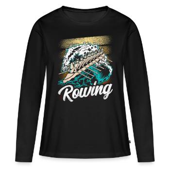 Aviron Aviron Aviron Bateau Aviron - T-shirt manches longues Premium bio Femme - noir - Devant - Julia (174cm)