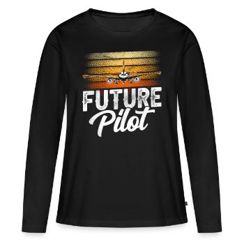 Futur pilote de petit avion jet avion léger - T-shirt manches longues Premium bio Femme - noir - Devant - Julia (174cm)