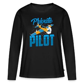 Jet de pilote privé Petit avion Avion léger - T-shirt manches longues Premium bio Femme - noir - Devant - Julia (174cm)