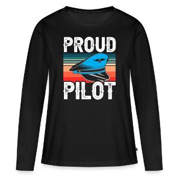 Fier pilote avion léger petit avion jet - T-shirt manches longues Premium bio Femme - noir - Devant - Julia (174cm)