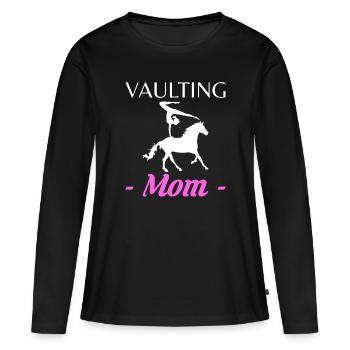 Vaulting Mom Shirt Geschenk Voltagieren - Frauen Premium Bio Langarmshirt - Schwarz - Vorne - Julia (174cm)