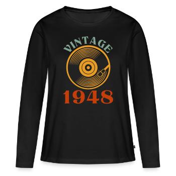 74 birthday born in 1948 - Women's Premium Organic Long Sleeve Shirt - black - Front - Julia (174cm)