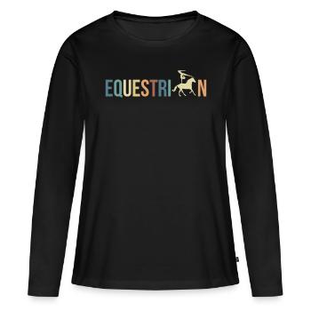 Chemise de voûte équestre Volières Vintage - T-shirt manches longues Premium bio Femme - noir - Devant - Julia (174cm)