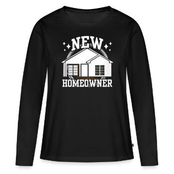 Nouveau propriétaire Propriétaire Maison de propriétaire - T-shirt manches longues Premium bio Femme - noir - Devant - Julia (174cm)