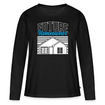 Futur propriétaire propriétaire propriétaire - T-shirt manches longues Premium bio Femme - noir - Devant - Julia (174cm)