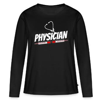Profession de médecin Médecin Médecin Médecine - T-shirt manches longues Premium bio Femme - noir - Devant - Julia (174cm)