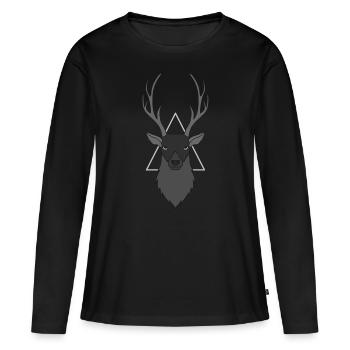 Red deer antlers with deer antlers - Women's Premium Organic Long Sleeve Shirt - black - Front - Julia (174cm)