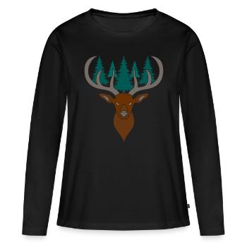 Red deer antlers with deer antlers - Women's Premium Organic Long Sleeve Shirt - black - Front - Julia (174cm)