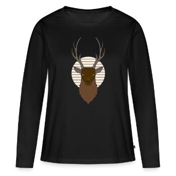 Red deer antlers with deer antlers - Women's Premium Organic Long Sleeve Shirt - black - Front - Julia (174cm)
