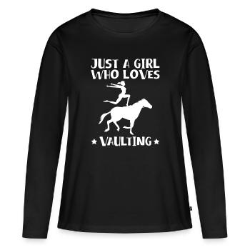 Juste une fille qui aime la chemise voûtée Voltagieren - T-shirt manches longues Premium bio Femme - noir - Devant - Julia (174cm)