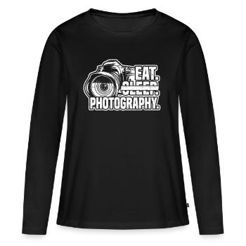 Photo Photo Photo Photographe Manger Du Sommeil - T-shirt manches longues Premium bio Femme - noir - Devant - Julia (174cm)