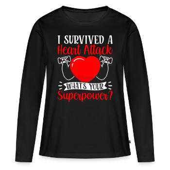 I survived a heart attack - Women's Premium Organic Long Sleeve Shirt - black - Front - Julia (174cm)