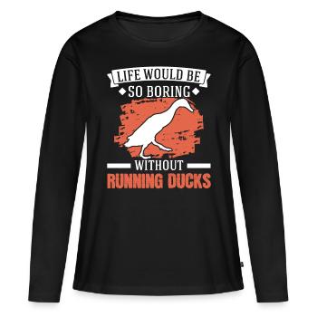 Indian Running Gift Running Duck - Women's Premium Organic Long Sleeve Shirt - black - Front - Julia (174cm)