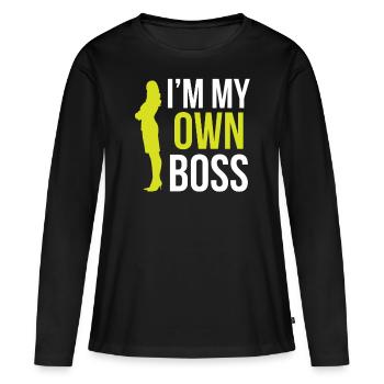 Je suis mon propre patron Mama CEO Fondateur - T-shirt manches longues Premium bio Femme - noir - Devant - Julia (174cm)