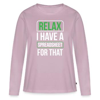 Détendez-vous, j’ai une feuille de calcul pour cela - T-shirt manches longues Premium bio Femme - rose poudré - Devant - Julia (174cm)