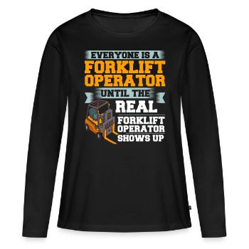 Conducteur de chariot élévateur Élévateur - T-shirt manches longues Premium bio Femme - noir - Devant - Julia (174cm)