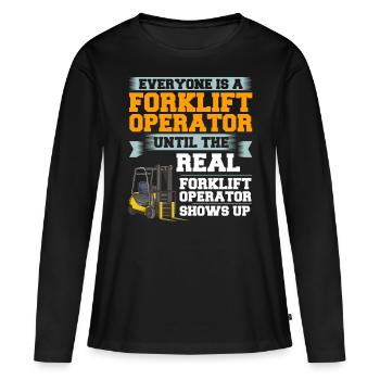 Conducteur de chariot élévateur Élévateur - T-shirt manches longues Premium bio Femme - noir - Devant - Julia (174cm)